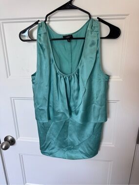 Talbots Teal 100% silk Sleeveless Draped Shell